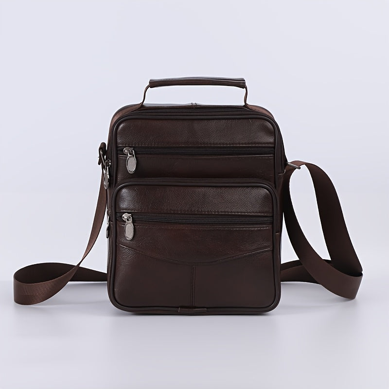 Leather Men's Satchel Bag | Large Capacity Vintage Business Handbag, First Layer Of Leather, Leisure Crossbody Bag