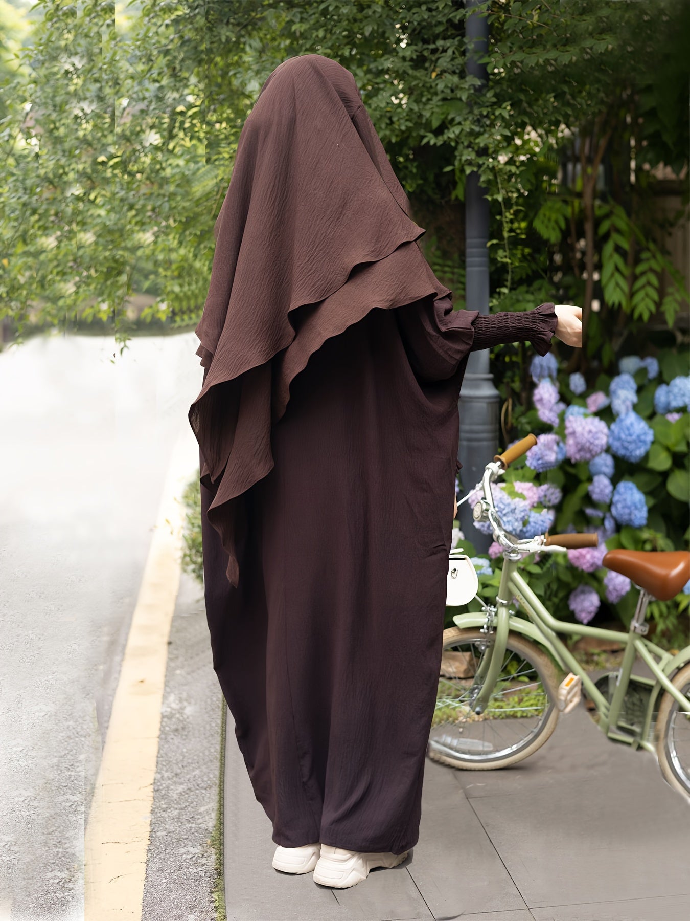 Khimar+abaya 2pcs Set Umrah Rida Set Player Jilbaab Abaya Set with Pockets