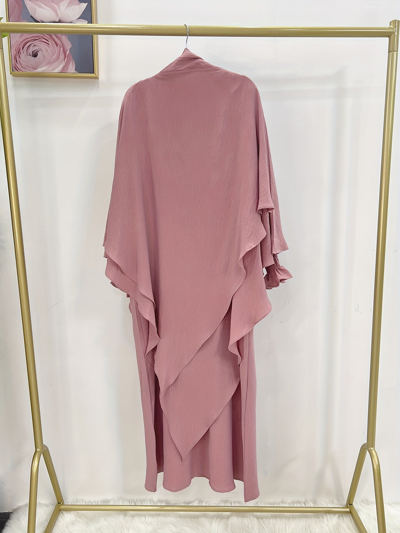 Khimar+abaya 2pcs Set Umrah Rida Set Player Jilbaab Abaya Set with Pockets