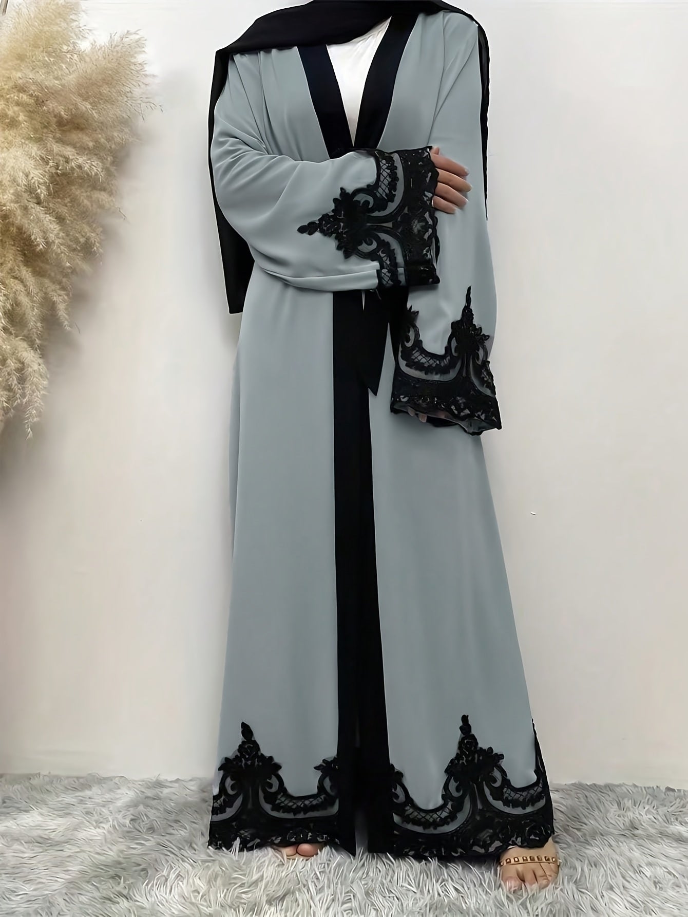 Women's Turkish & Arabic Traditional Long Kimono Abaya, Excluding Headscarf, Ramadan & Eid Al-Adha Attire