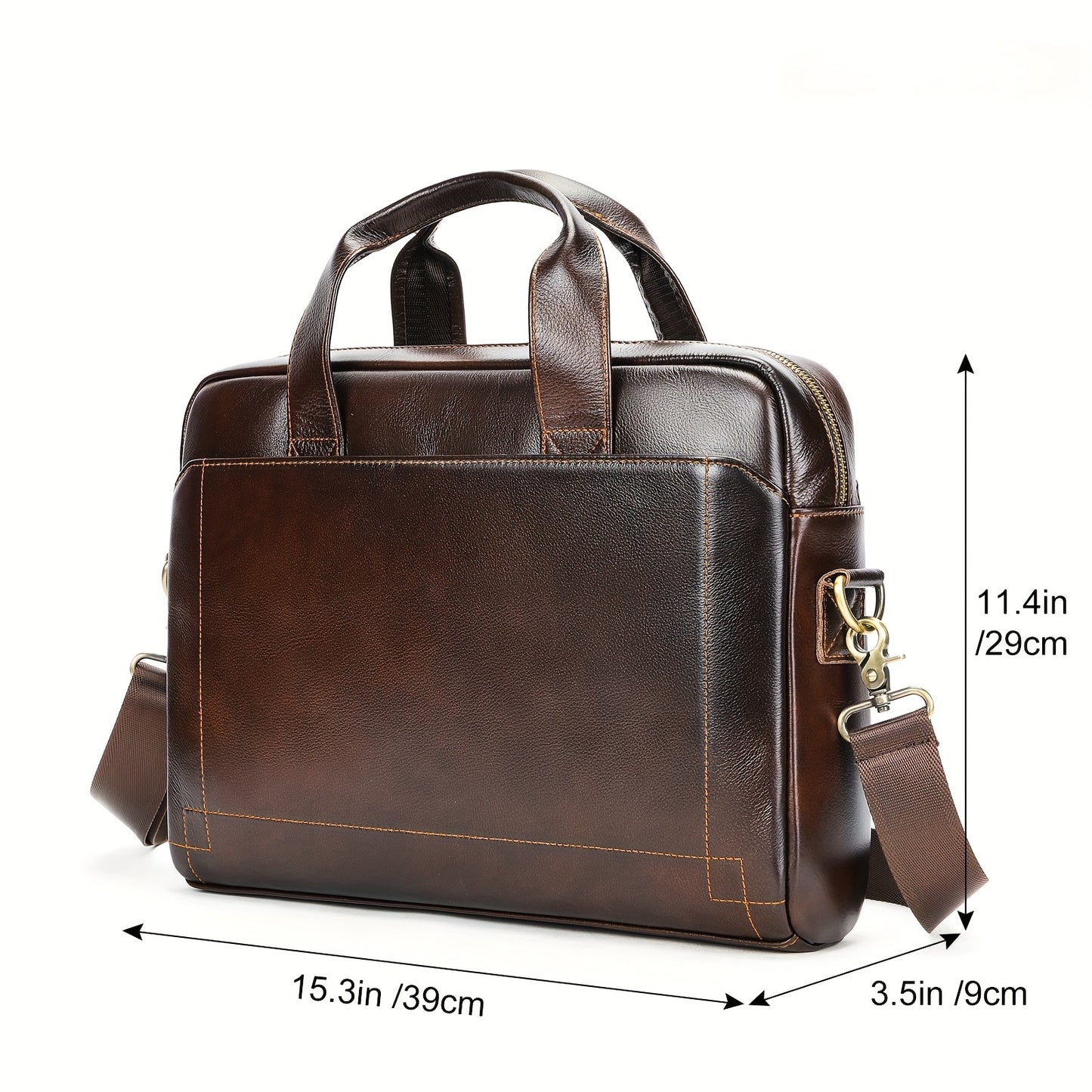 Vintage Head Layer Cowhide Men Handbag Large Capacity Laptop Briefcase Commuter Business Men Single Shoulder Crossbody Bag