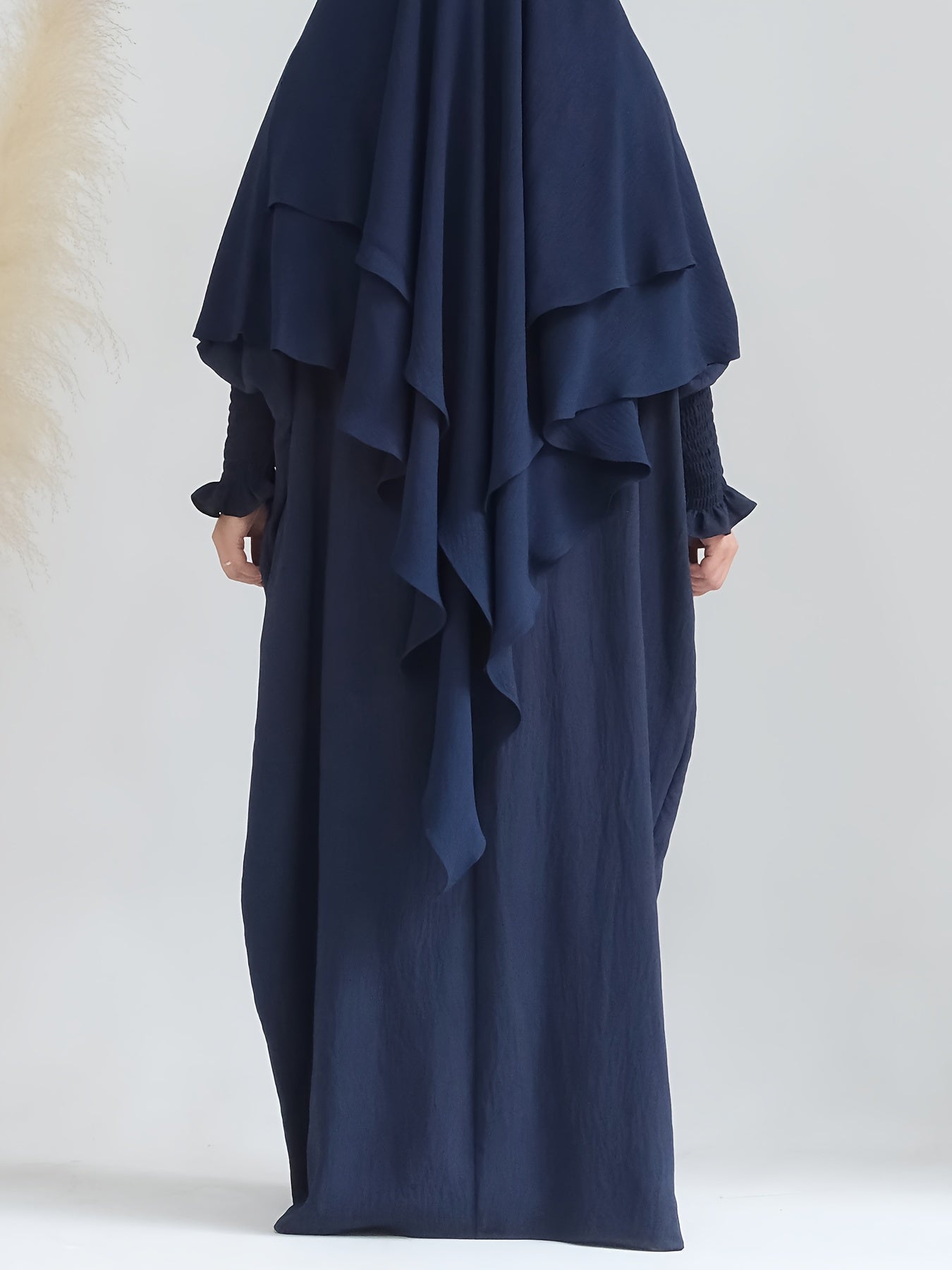 Khimar+abaya 2pcs Set Umrah Rida Set Player Jilbaab Abaya Set with Pockets