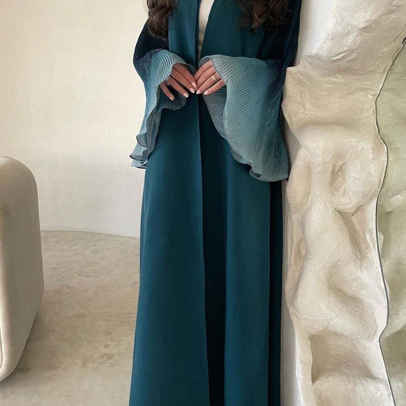 Women's Elegant Arabic Abaya Robe - Long Sleeve Islamic Muslim Wedding & Everyday Dress, Formal Events - Machine Washable Non-See-Through Abaya Gown