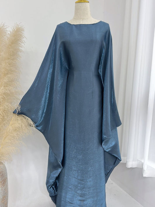 Plus Size, Women's Elegant Lavender Turkish Abaya Robe - Long Sleeve Floor-Length Party Dress with Princess Sleeves, Slim Fit All-Season Modest Gown for Dubai Events, Weddings