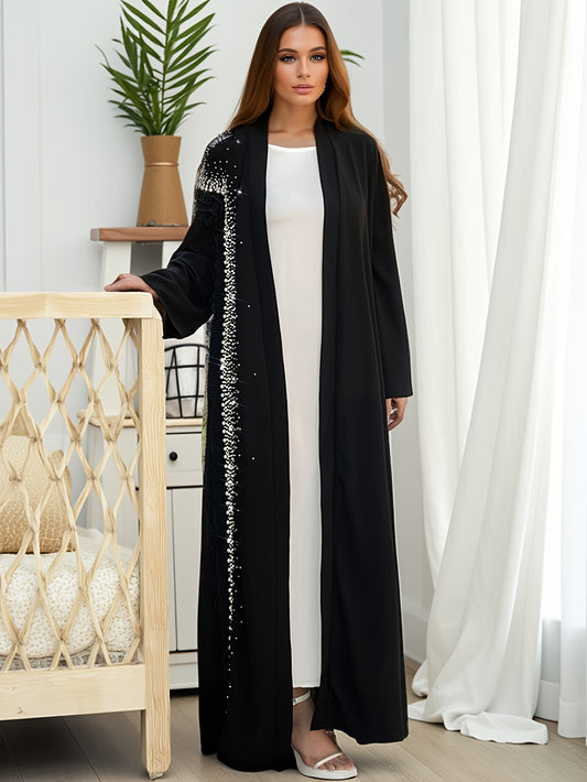 1pc Women's Elegant Formal & Everyday Maxi Dress - Long Sleeve Non-Stretchy Party Wedding Emirati Abaya, Elegant Evening Gown for Women - Formal Events & Casual Attire