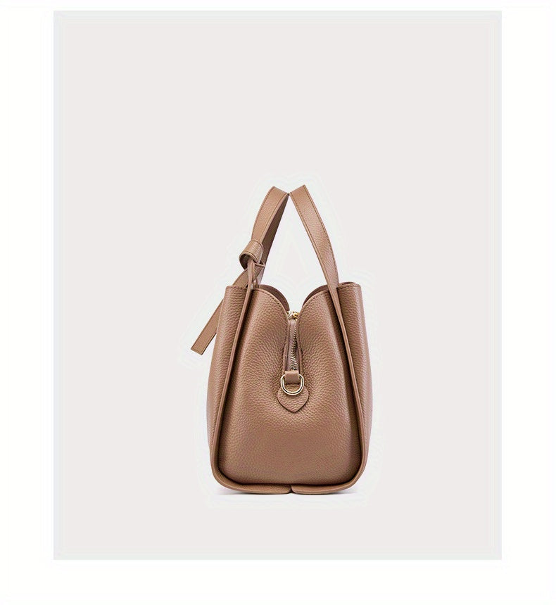 Women's Leather Tote Bag, Versatile and Popular Leather & Messenger Handbag for Women, Crossbody Bag, Cowhide Bucket Bag