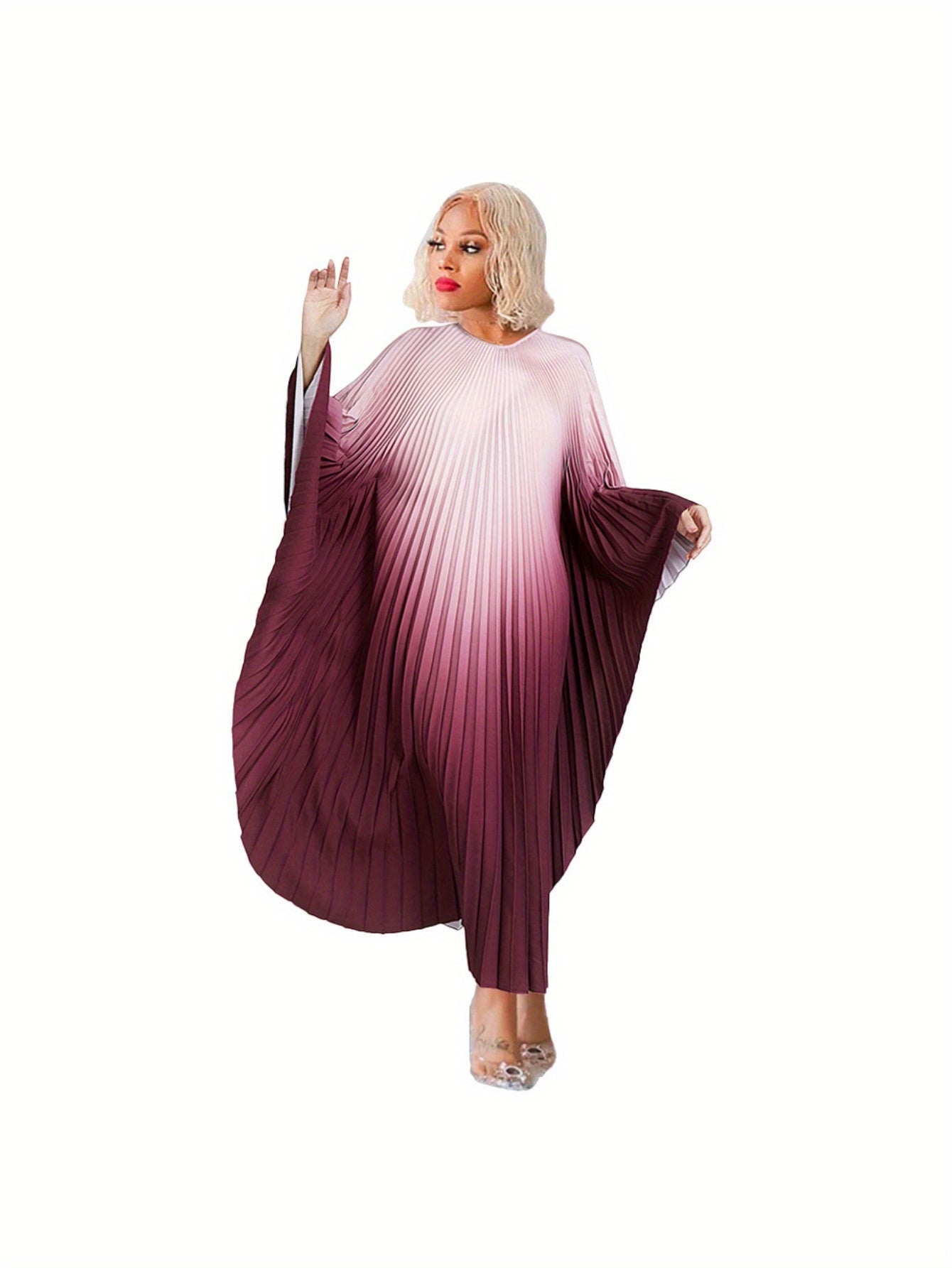 Plus Size - Elegant And Stylish Pullover Cape Abaya Dress with Bat Sleeves for Plus Size Women, Designed for The Autumn And Winter of 2025.