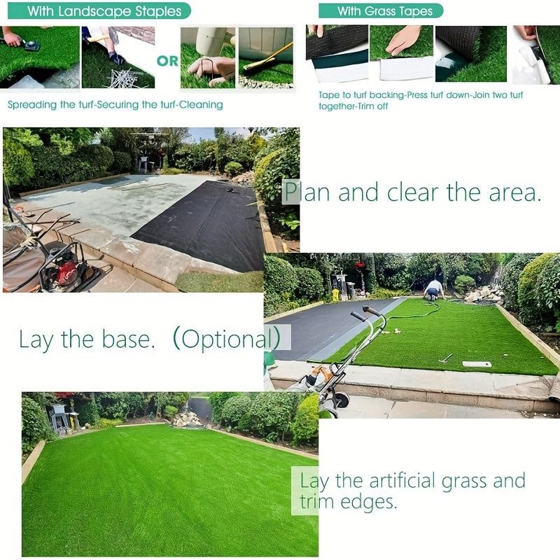 Ultra Thick Artificial Grass Medium Size Rug 1.5inch Outdoor Indoor Fake Grass Carpet Runner 4-tone Synthetic Grass Turf Realistic Faux Grass Rug