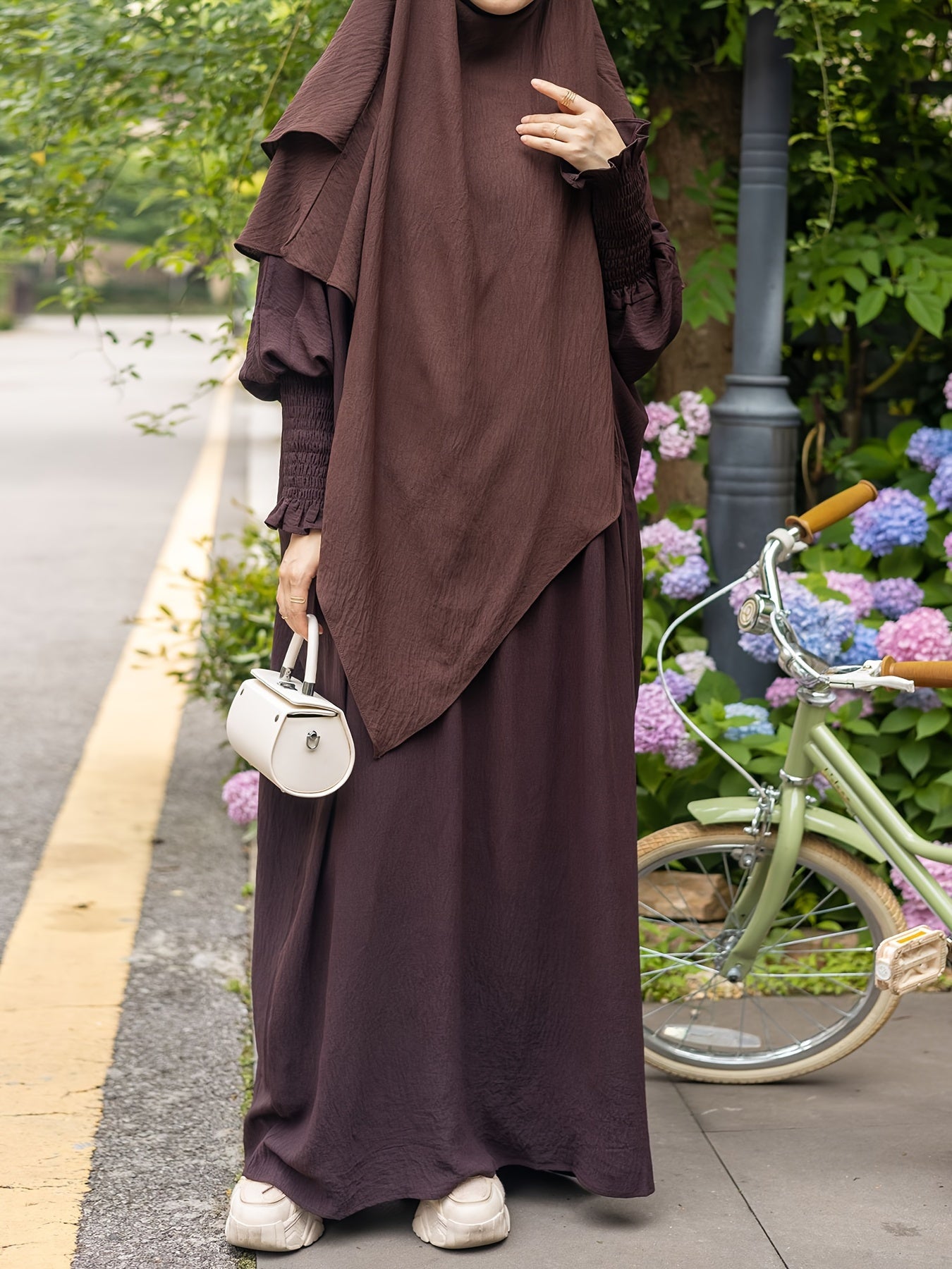 Khimar+abaya 2pcs Set Umrah Rida Set Player Jilbaab Abaya Set with Pockets