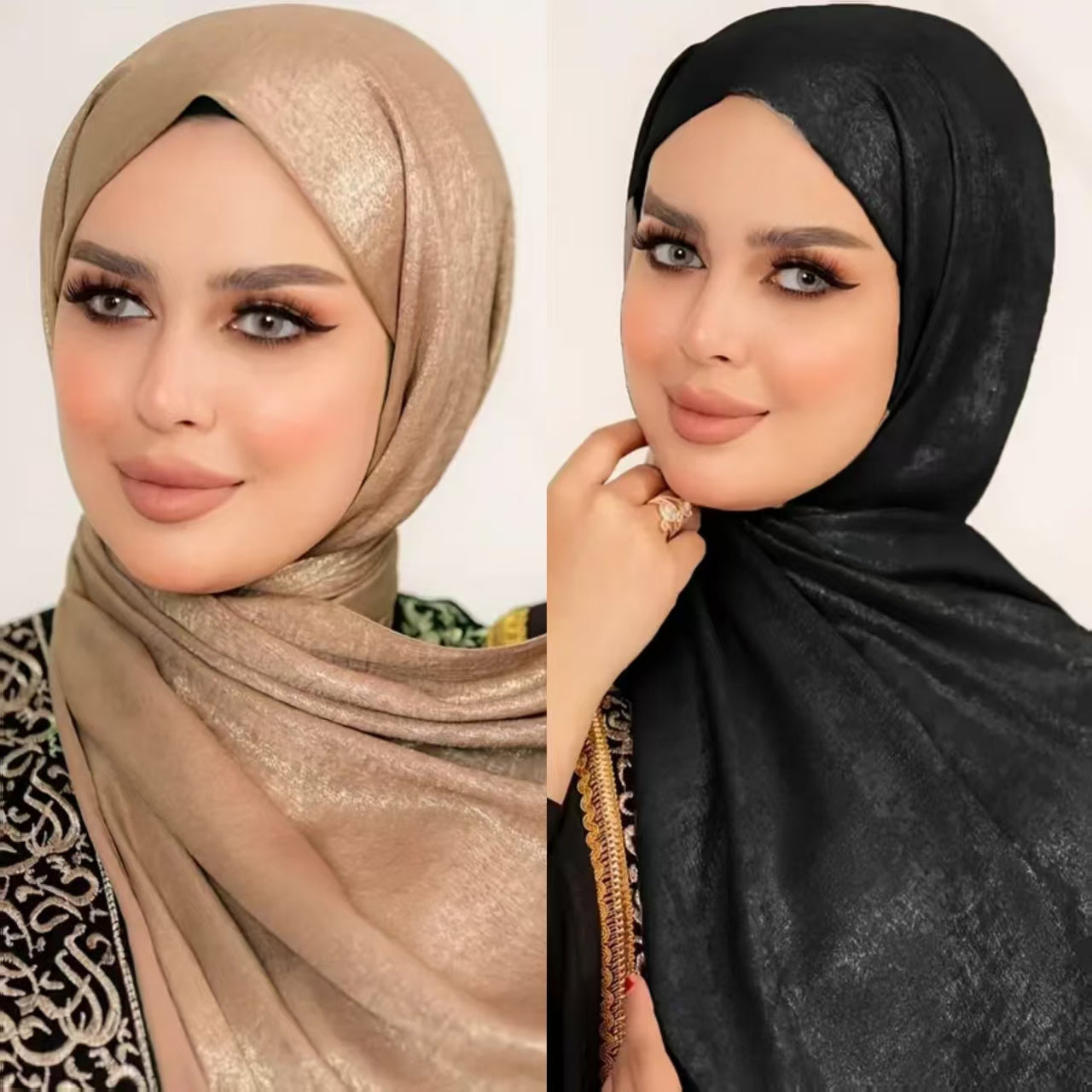 1/2 Pack Non-Stretch Religious Muslim Khimar Abaya, 100% Polyester, Breathable, Handmade, Available in Various Solid Colors, Includes Hand Wash or Professional Dry Clean Care Instructions