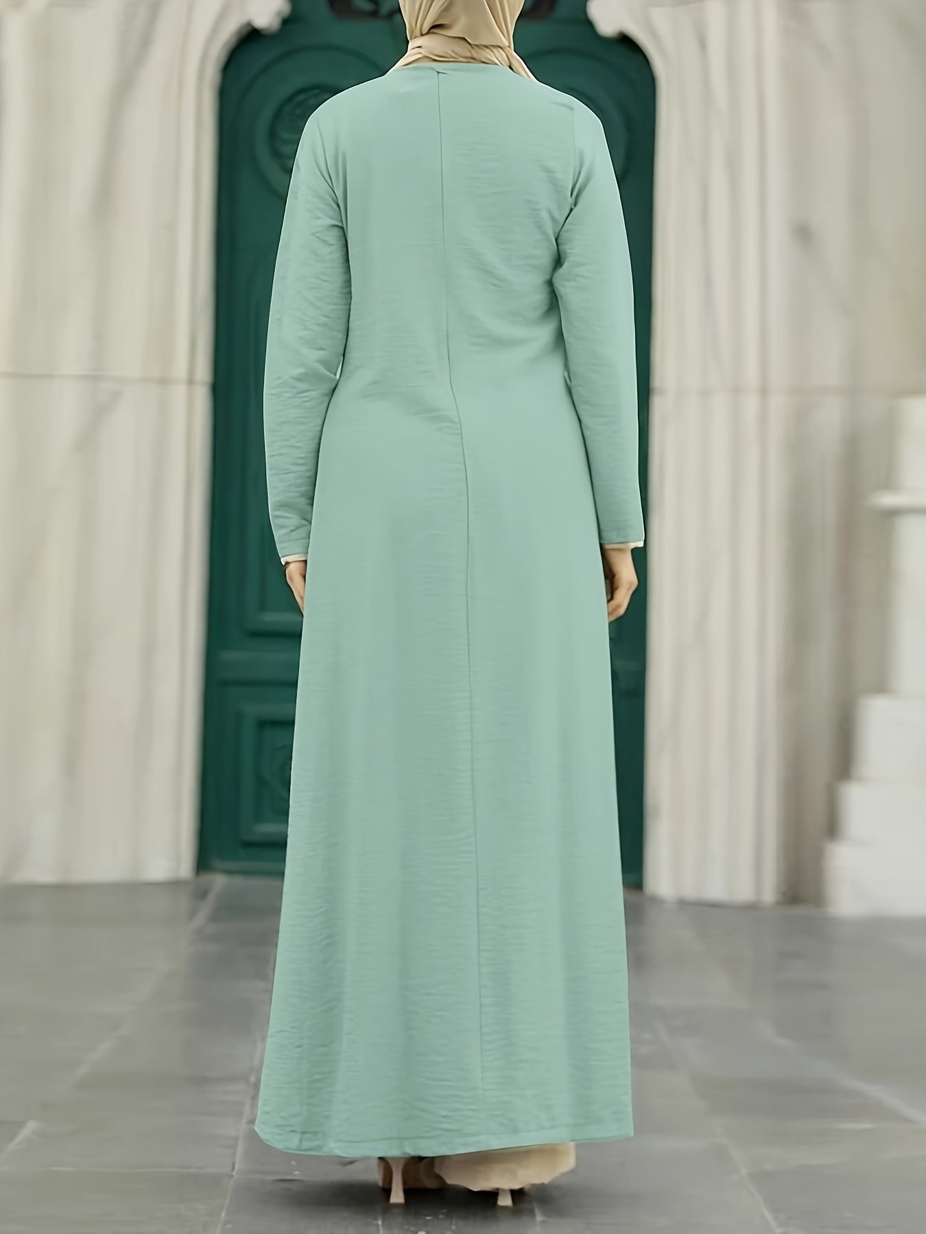 Women's Islamic Abaya Robe - Elegant Turkish Kaftan with Long Dress, Modest Muslim Wedding & Everyday Dress - Machine Washable Ice Sliky Fiber Fabric in - Formal & Casual Occasions - Women's Islamic Clothing