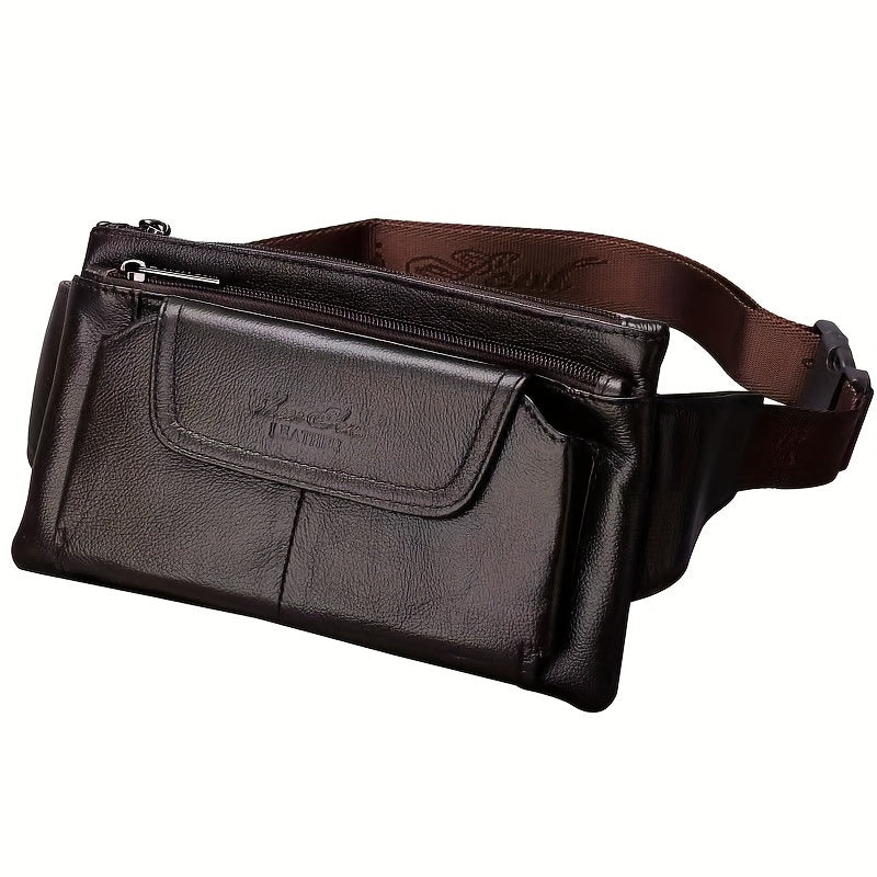 Men's Fashion Lightweight Top Layer Leather Cowhide Sling Bag - Very Comfortable And Lightweight Shoulder Messenger Bag