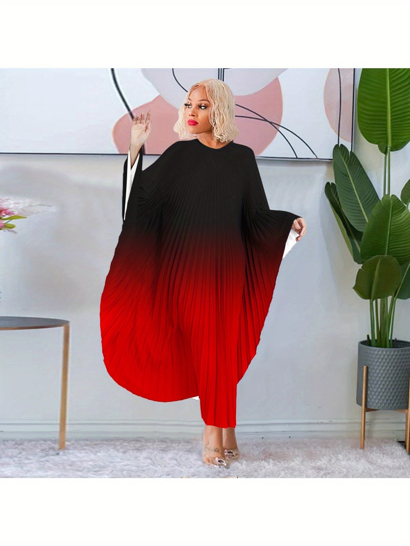 Plus Size - Elegant And Stylish Pullover Cape Abaya Dress with Bat Sleeves for Plus Size Women, Designed for The Autumn And Winter of 2025.