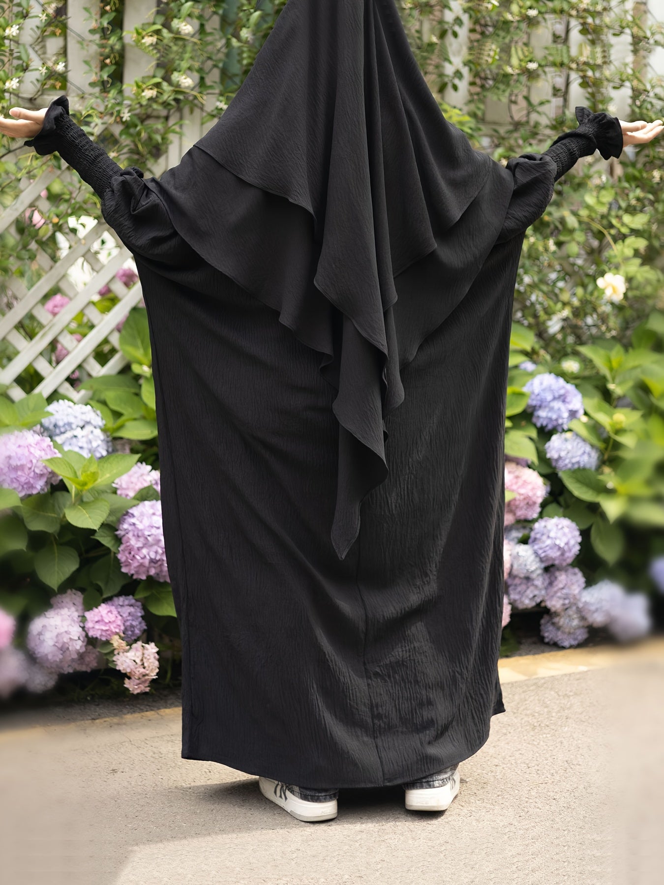 Khimar+abaya 2pcs Set Umrah Rida Set Player Jilbaab Abaya Set with Pockets