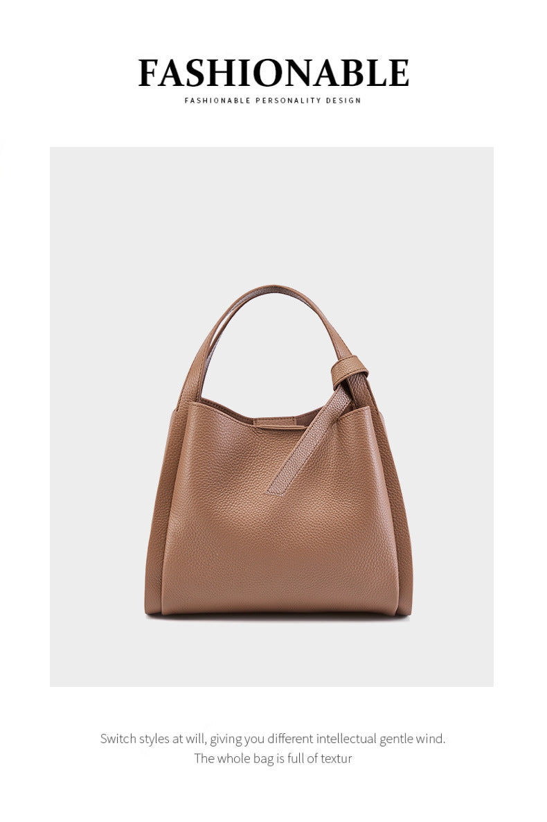 Women's Leather Tote Bag, Versatile and Popular Leather & Messenger Handbag for Women, Crossbody Bag, Cowhide Bucket Bag
