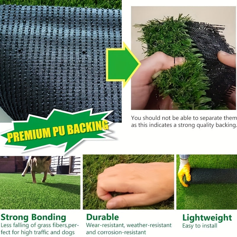 Ultra Thick Artificial Grass Medium Size Rug 1.5inch Outdoor Indoor Fake Grass Carpet Runner 4-tone Synthetic Grass Turf Realistic Faux Grass Rug