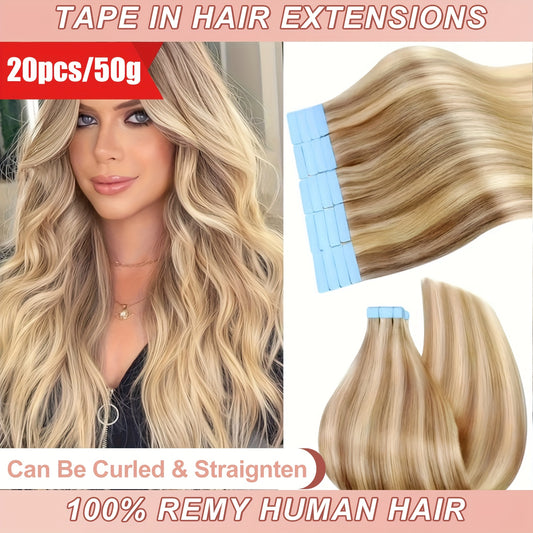 20pcs 50g Brazilian Human Hair Tape In Extensions | Y2K Style for Women