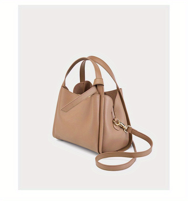 Women's Leather Tote Bag, Versatile and Popular Leather & Messenger Handbag for Women, Crossbody Bag, Cowhide Bucket Bag