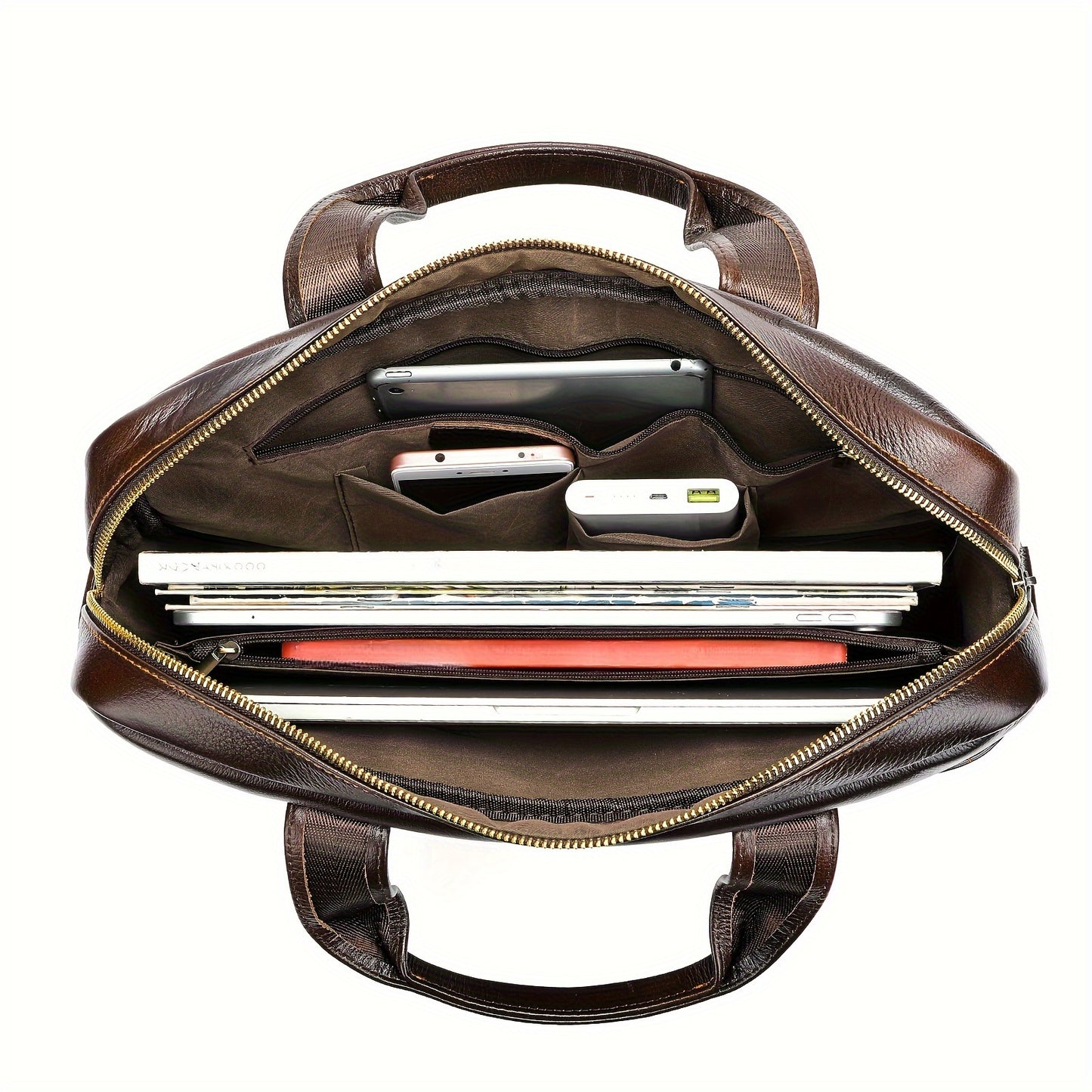 Vintage Head Layer Cowhide Men Handbag Large Capacity Laptop Briefcase Commuter Business Men Single Shoulder Crossbody Bag