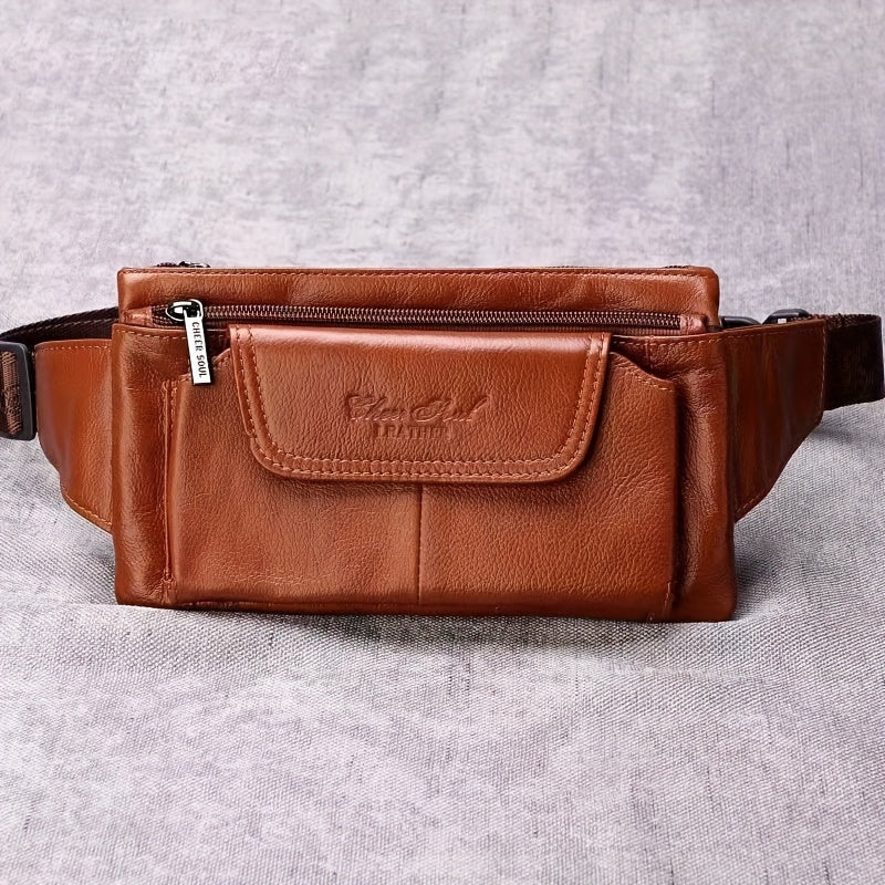 Men's Fashion Lightweight Top Layer Leather Cowhide Sling Bag - Very Comfortable And Lightweight Shoulder Messenger Bag