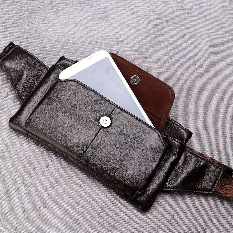 Men's Fashion Lightweight Top Layer Leather Cowhide Sling Bag - Very Comfortable And Lightweight Shoulder Messenger Bag