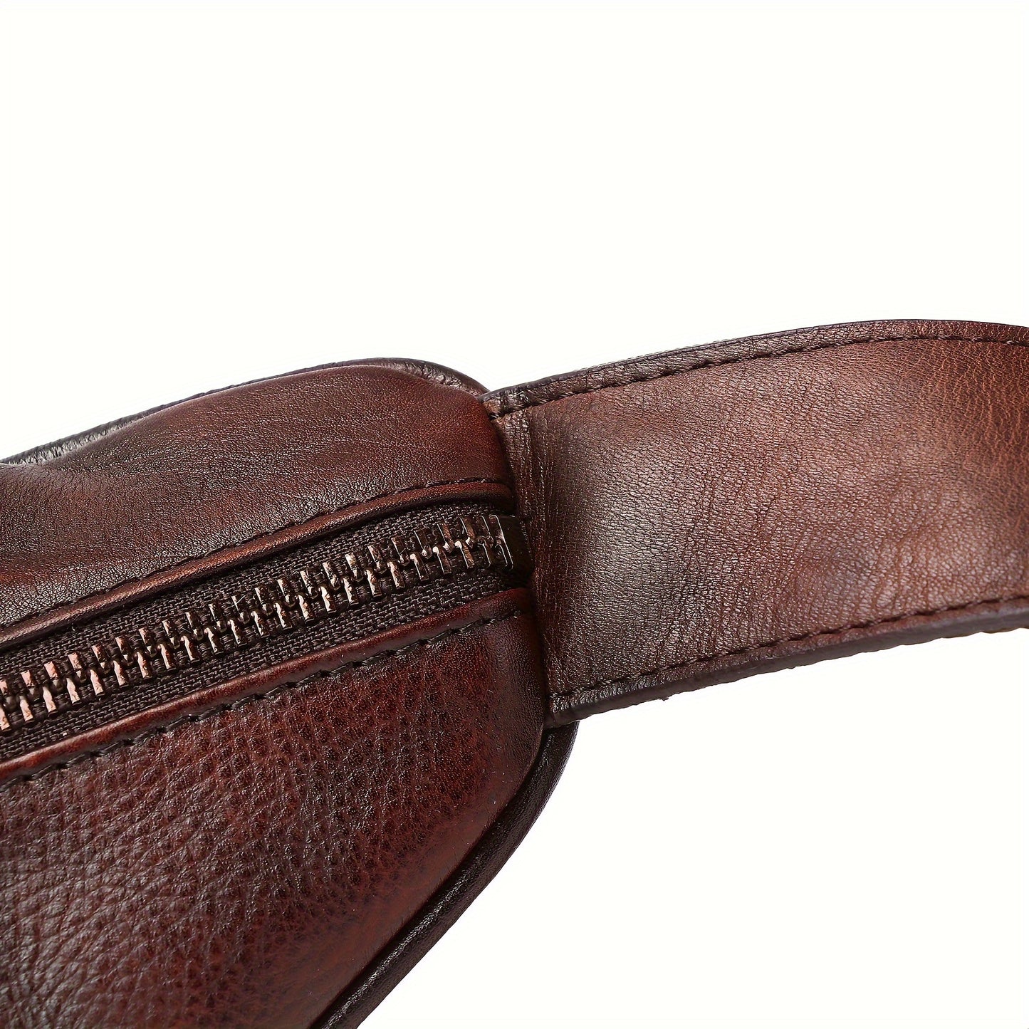 Premium Genuine Leather Fanny Pack for Men & Women - Adjustable Sling Bag with Multiple Zipper Pockets, Brown Leather Crossbody Chest Bag