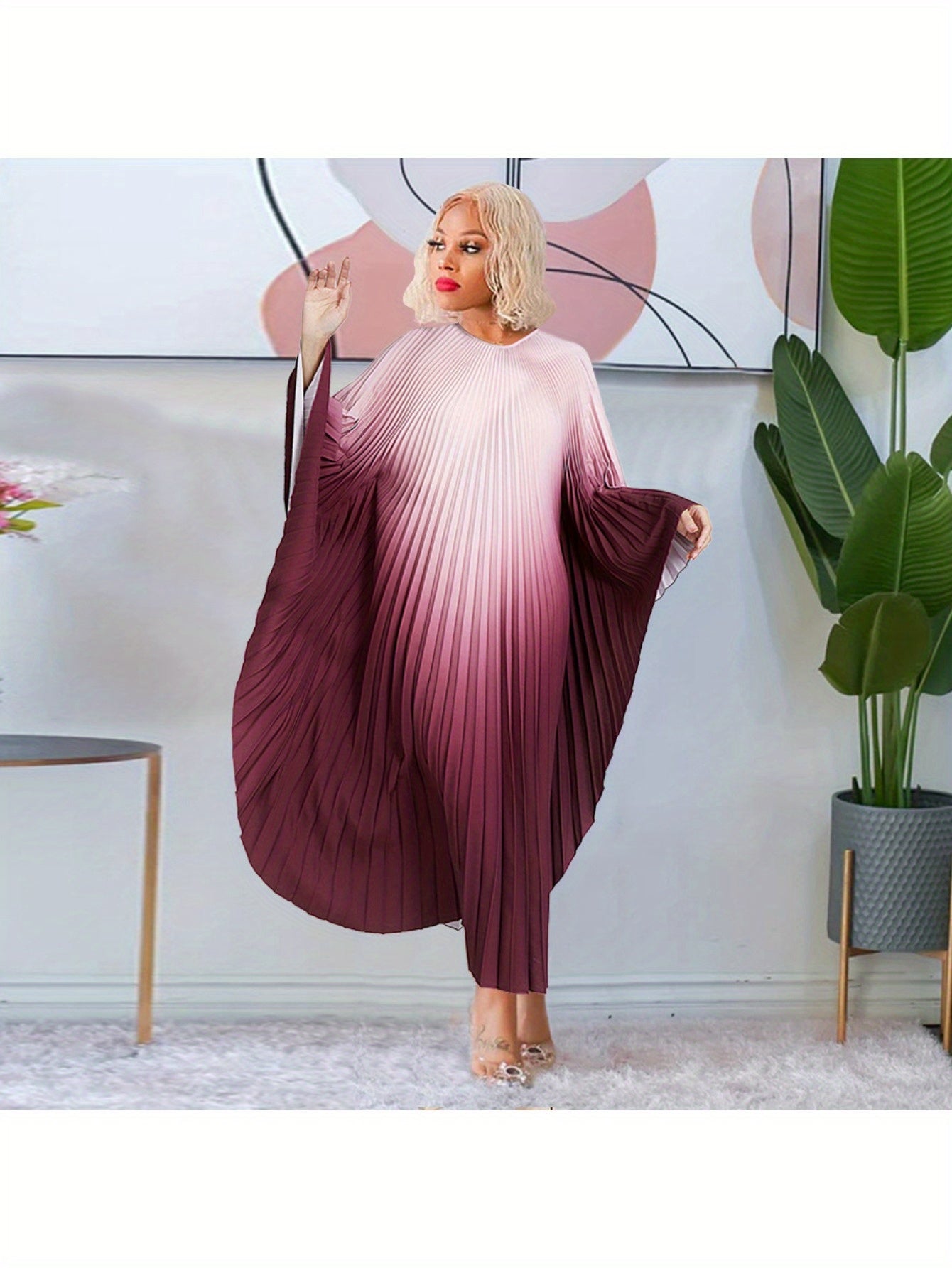 Plus Size - Elegant And Stylish Pullover Cape Abaya Dress with Bat Sleeves for Plus Size Women, Designed for The Autumn And Winter of 2025.