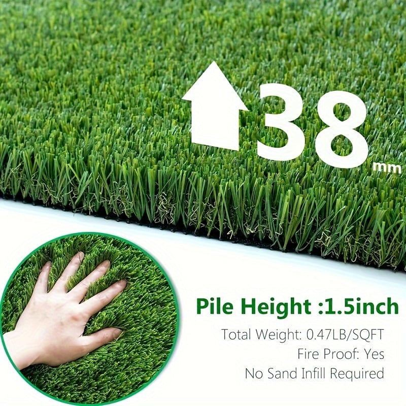 Ultra Thick Artificial Grass Medium Size Rug 1.5inch Outdoor Indoor Fake Grass Carpet Runner 4-tone Synthetic Grass Turf Realistic Faux Grass Rug