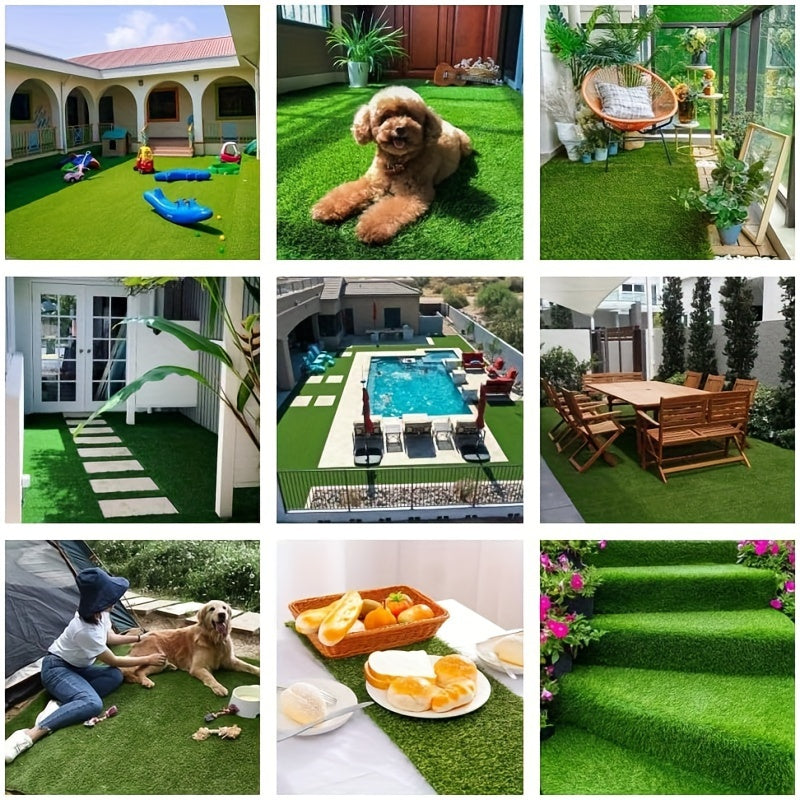 Ultra Thick Artificial Grass Medium Size Rug 1.5inch Outdoor Indoor Fake Grass Carpet Runner 4-tone Synthetic Grass Turf Realistic Faux Grass Rug