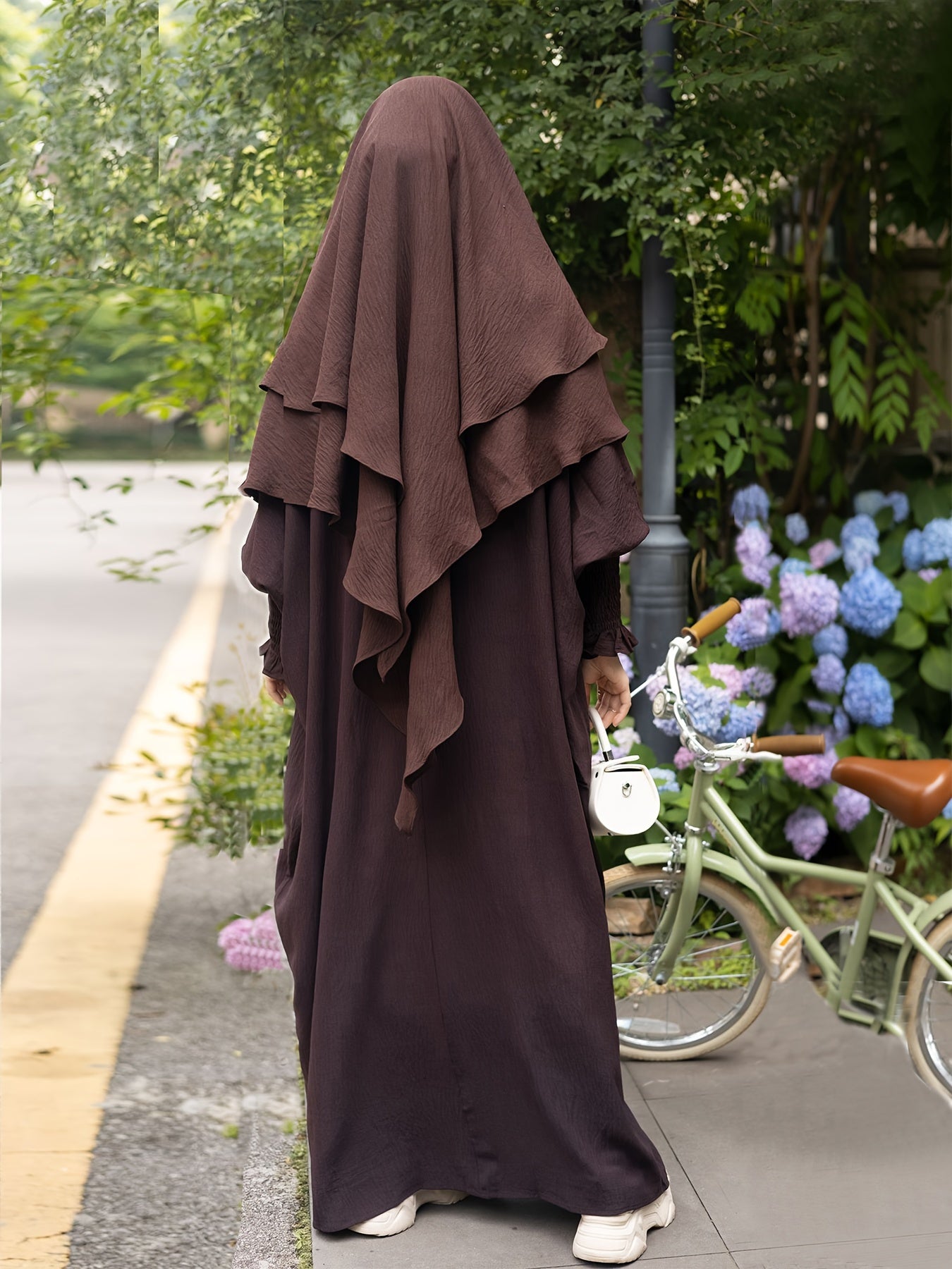 Khimar+abaya 2pcs Set Umrah Rida Set Player Jilbaab Abaya Set with Pockets