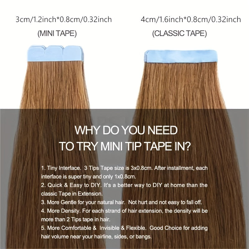 10pcs Soft Human Hair Mini Tape In Hair Extensions